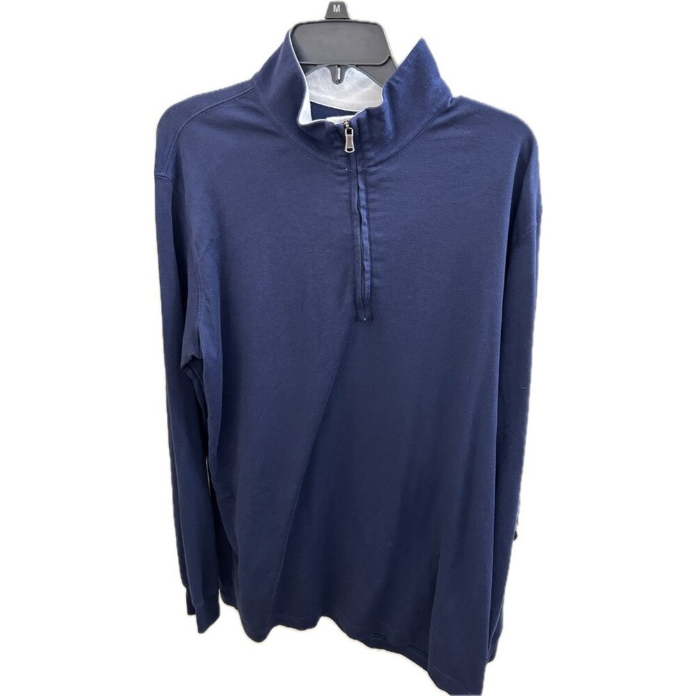 Orvis Men’s 1/4 Zip Pullover Sweater Sweatshirt 100% Pima Cotton Blue Sz Large
